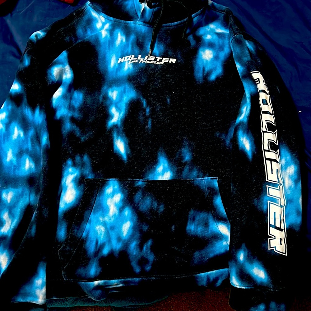 XL, Hollister,  Black and Blue Tye dye Hoodie